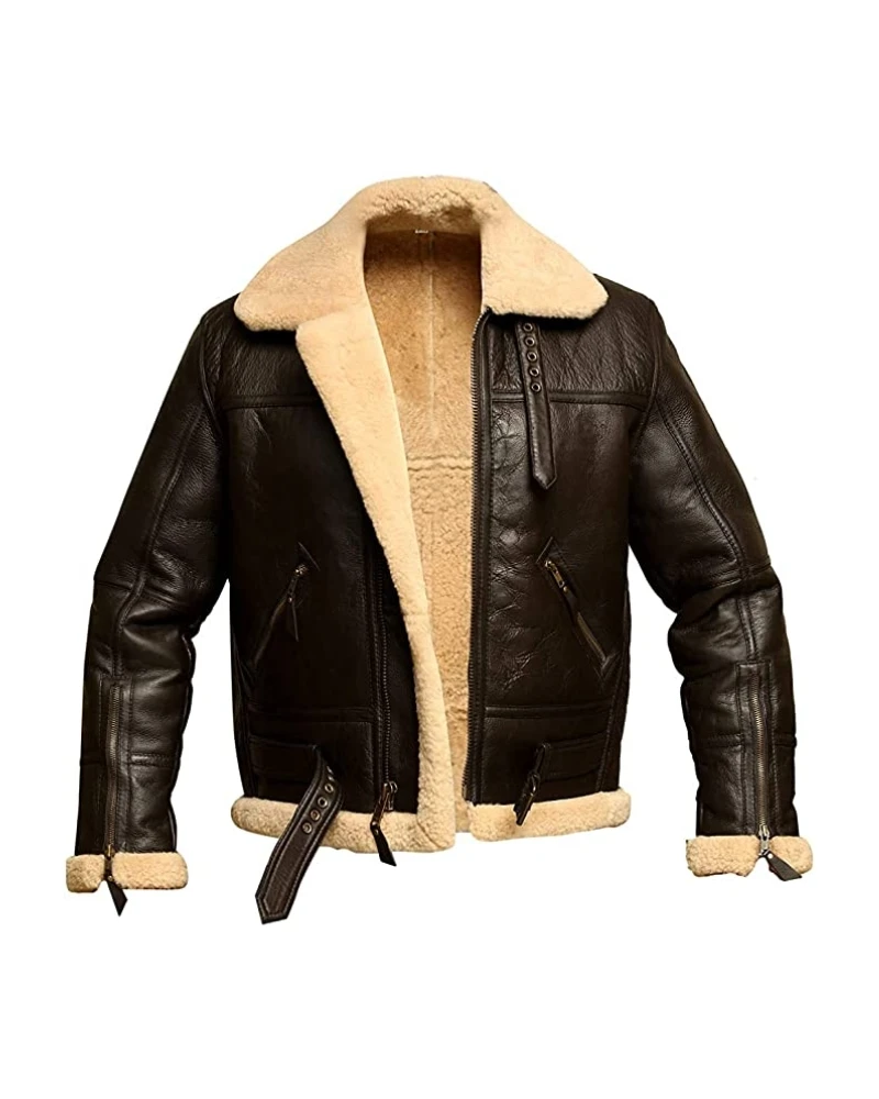 Tom Hardy Sheepskin Shearling Bomber Leather Jacket