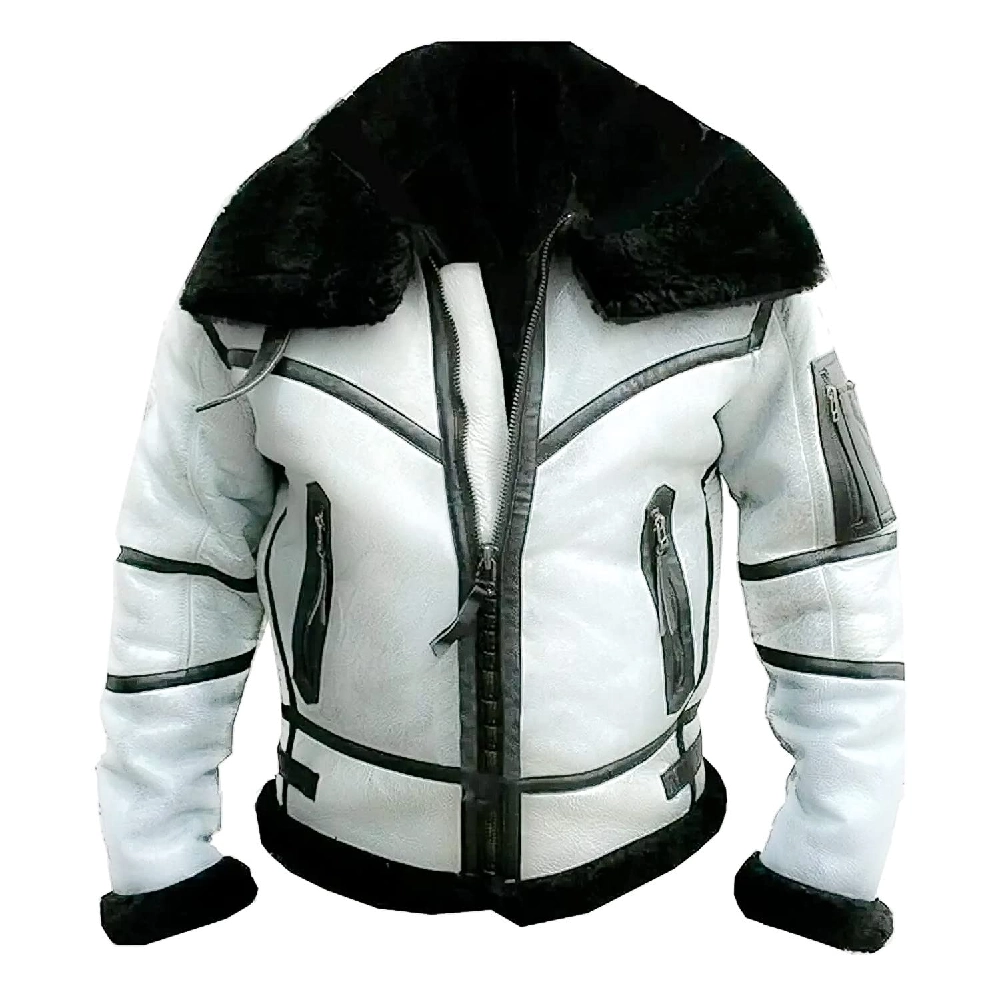 Mens B3 Aviator Black Fur Bomber Leather Jacket